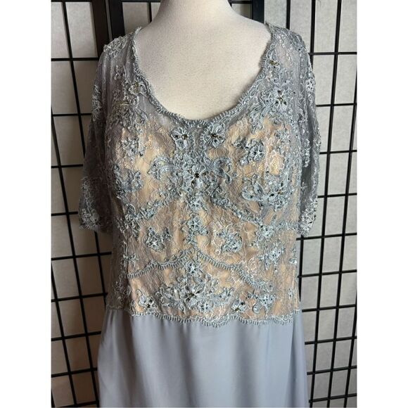 Mayqueen Couture Silver Mother of the Bride Beaded Embroidered Formal Gown - Picture 3 of 8